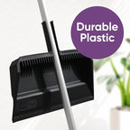 Superio 2-Pack Wide Plastic Dustpan with Comb - 16" Wide, Rubber Lip, Broom Handle Clip, Black