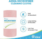 AIDEA Microfiber Cleaning Cloth 165 Sheets 3 Roll, Pink, Microfiber Towels for Cars, Shop Towels, Shop Rags Washable,Cleaning Rags Reusable Paper Towels for Automotive, Workshops, House,11×9"