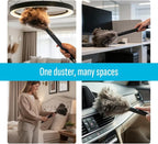Retractable Feather Duster 8-14 in Adjustable - Natural Feather Dusters for Cleaning Ceiling Fans, Blinds, Plantation Shutters, Walls & Furniture - Quality Checked in USA - 1 Pack
