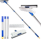ITTAHO Squeegee for Window Cleaning with Extendable Pole, 53" 2-in-1 Window Cleaning Tool Kit, Shower Squeegee with Long Handle, Indoor/Outdoor High Window Cleaning-Two Pads