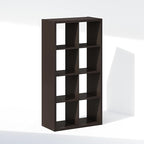 Furinno Simple Cube Storage Organizer, 8-Cube Display Shelf, Open Back Shelving Unit, Storage Shelves, Extra Thick Frame, for Organization and Storage, Living Room, Home Office, Dark Oak