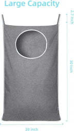 KEEPJOY Hanging Laundry Hamper Bag with 2 Different Types of Hooks, Size 20 x 30 Inch Door Laundry Hamper Storage Bag for Dirty Clothes, Blankets, and Toys (Grey, 1-Pack)