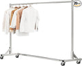 Simple Trending Industrial Grade Z Base 70in extra long Clothes Garment Rack, Commercial Grade Rolling Clothing Rack, Heavy Duty 450lb Load with Wheels, Chrome