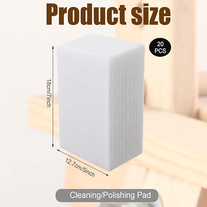 20 Pieces White Scrubbing Pad Non Scratch Scouring Pads Non Woven Scouring Sponge Multipurpose Abrasive Multi Surface Scrubber for Cleaning Polishing(5 x 7 Inch)