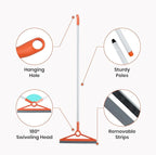MAVRIZ Air Broom with Removable Rubber Strip and Broom Bristle, Squeegee Broom for Indoor Cleaning, Multifunctional Floor Squeegee for Dust, Hair, Liquids