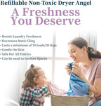 Truly Free Dryer Angel - Natural Dryer Sheet Alt, Non-Toxic Reusable Fabric Softener Booster Sheets, Safe for Babies and Sensitive Skin, Laundry Room Essentials - Germanium Scent - 2 Packs + 2 Refills