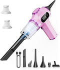 Pink Car Vacuum Cleaner,Portable Mini Cordless Small Handheld Vacuum Cleaner with LCD Display and Multi-Nozzles Powerful Hand Held Vacuums for Car,Pet Hair,Home,Office,Sofa,Keyboard