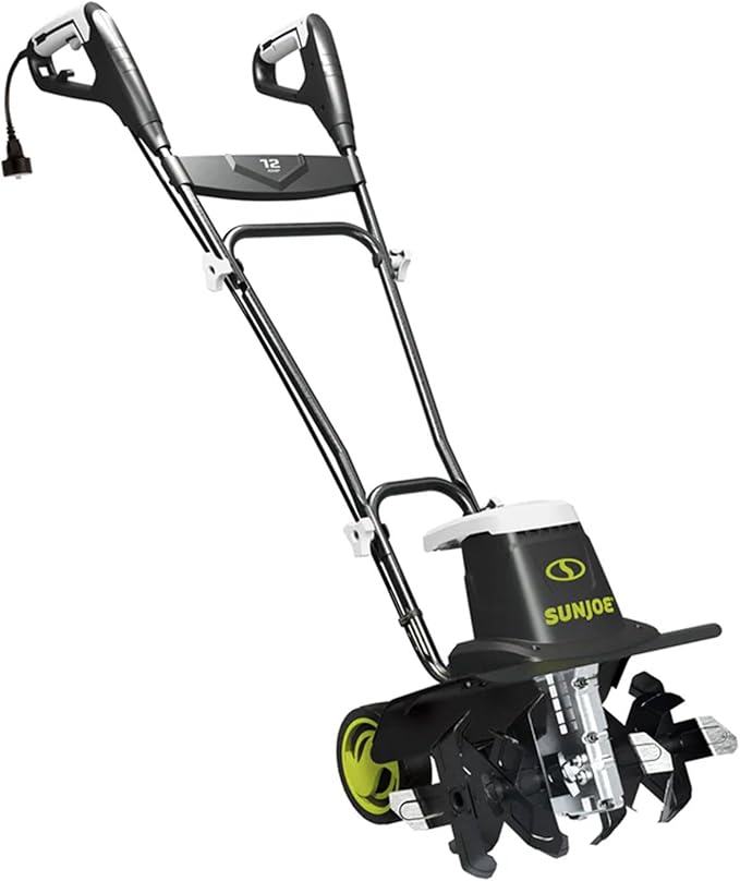 Sun Joe Corded Electric Garden Tiller & Cultivator with Steel Tines, 16 Inch, 12-Amp Motor - Heavy-Duty Tilling Machine for Lawn, Yard, and Gardening Care, TJ603E