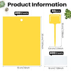 Qualirey 400 Pcs 6 x 8 Inch Sticky Traps for Gnats Dual Sided Fruit Fly Sticky Traps for Indoor and Outdoor Plant with Twist Ties and Plastic Holders for Flying Plant Insect, Fungus Gnats (Yellow)