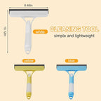 Pro 3 in 1 Window Cleaning Scraper, with 2 Replaceable Cleaning Cotton Strips 3 in 1 Spray Squeegee, Window Squeegee, Suitable for Cleaning Bathroom Glass, Mirrors, Car Windows (Yellow)