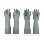 Mamison 2 Pairs Reusable Waterproof Household Dishwashing Cleaning Rubber Gloves, Non-Slip Kitchen Glove (Grey, Large (Pack of 2))