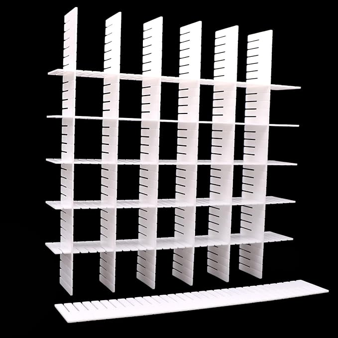 12Pcs Adjustable Drawer Dividers 0.1Inch Thickness DIY Grid Dividers 40x7cm Plastic Organizer Separator for Socks Underwear Makeup Cosmetic Clothes