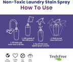 Truly Free Laundry Stain Remover Spray for Clothes - Removes Tough, Dried-In Stains on Whites & Colors -Natural Ingredients - Gentle Yet Powerful - Includes 3 oz Refill & Empty Refillable Bottle