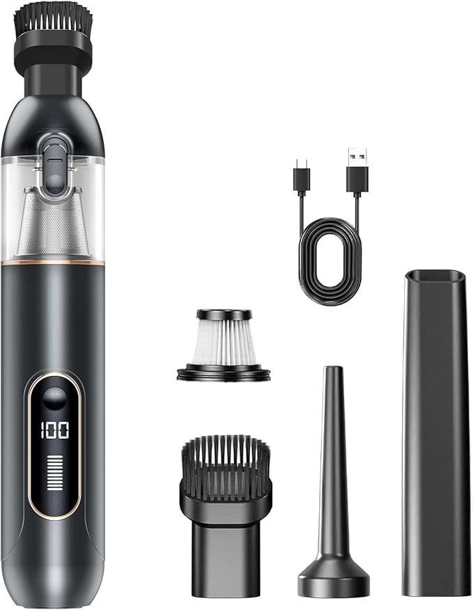 Handheld Vacuum Cordless, Car Vacuum Portable with 20000Pa Ultra-Strong Suction, Multi-Function Hand Vacuum Rechargeable for Cars, Home, Pet Hair & Outdoor Use