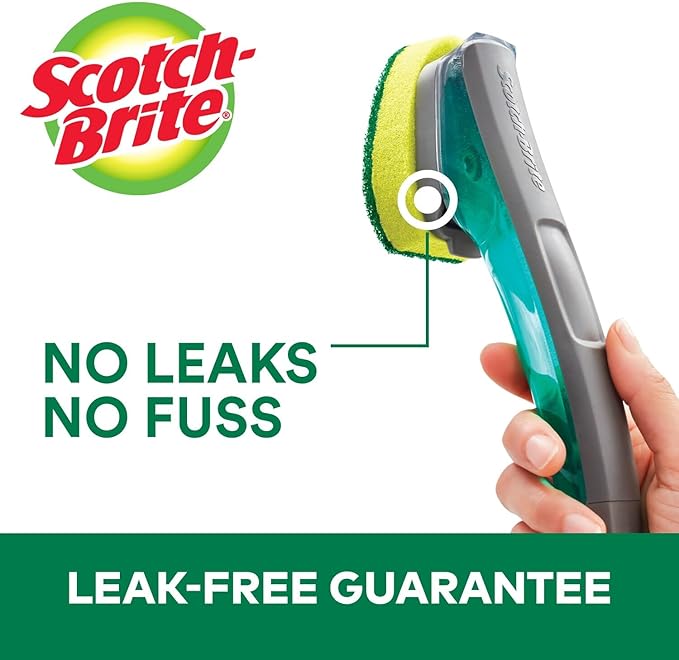 Scotch-Brite Heavy Duty Advanced Soap Control Dishwand Kit, Includes 1 Wand & 5 Refill Pads, Control Soap With A Button, Keep Your Hands Out Of Dirty Water
