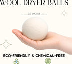 Wool Dryer Balls – 100% New Zealand Wool, Reduces Drying Time, Softens Laundry&Removes Wrinkles, Alternative to Plastic Balls & Natural Fabric Softener, Reusable Eco-Friendly Dryer Balls(Pack of 6 XL)