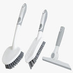 3 Pack Heavy-Duty Scrub Brush Set, Grout Brush, Shower Squeegee, Shower Cleaner Brush with Non-Slip Grip, Stiff Bristles Scrub Brushes for Cleaning Bathroom, Shower, Tile, Grout, Tub, Floor, Sink