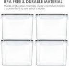 Vtopmart Food Storage Containers 3.3 quart / 3.6L, 4 Pieces BPA Free Plastic Airtight Canister for Flour, Sugar, Baking Supplies, with 4 Measuring Cups and 24 Labels,Black