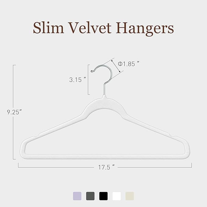 Velvet Hangers 30 Pack, Slim Non-Slip Clothes Hangers Space-Saving for Closet, Heavy Duty for Pants, Coats, Skirts, Jeans, Sweaters and More, Nylon-Flocked, White