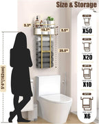 Aetyord Towel Racks for Bathroom - Wall Mounted Metal Rack with Wood Plank, Bathroom Storage Organizer, Towel Holder Stores 6 Large Rolled Towels Easily, Gold and Size XL 31"