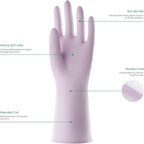 COOLJOB 3 Pairs Colorful Household Gloves with Cotton Liner & Non-slip Grip, Water Resistant Reusable Dish Washing Rubber Gloves for Kitchen & Bathroom Cleaning, Large