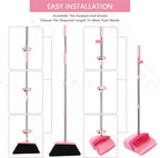Broom and Dustpan Set, Dustpans with Broom Combo for Home, Heavy Dust Broom and Dustpan Combo, Long Handle Dust Pan and Broom Set for Kitchen, Office, Pet Hair,Pink, Pack of 1