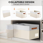 Criusia Large Closet Storage Baskets for organizing 4 Pack - Heavy Duty Closet Shelf Organizer Bins with Handles & Labels - Decorative Collapsible Baskets for Living Room Bedroom Nursery Dorm 14"x10"