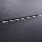 Premium Stainless Steel Kitchen Tool Utensil Organizer Bar Rack with Movable Hooks for Pan Pot Spoon Towel (Traditional, 12 Hooks)