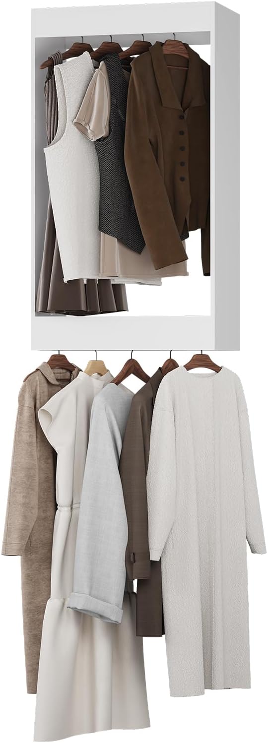 MODCART Double Hanging Closet Unit, Modular Closet System, Wood Closet System Organizer with Storage for Walk in Closets, Clothing Rack Wardrobe Closet for Hanging Clothes, Bedroom, White, 22.5" W