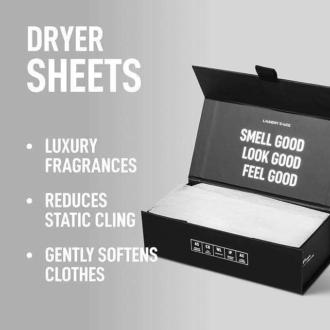 Laundry Sauce - 02 Sets of Luxury Scented Laundry Dryer Sheets Bundle (Australian Sandalwood and Italian Bergamot), Premium Dryer Sheets with High-End, Sophisticated Fragrances