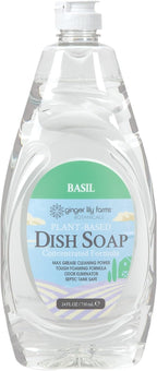 Ginger Lily Farms Botanicals Plant-Based Liquid Dish Soap, Concentrated Formula with Max Grease Cleaning Power, Cruelty-Free, Basil Scent, 24 Fl Oz