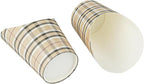 Restaurantware Bio Tek 12 Ounce French Fry Containers 100 Disposable Charcuterie Cups - Incline Design Round Plaid Paper French Fry Cups Stackable For Waffles Chips or Popcorn