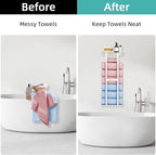 STWWO Wall Towel Rack for Rolled Towels, Towel Storage for Small Bathroom Can Holds 6 Large Towels, 30 inch Towel Racks with Shelf, White