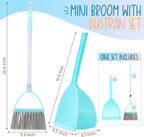 Roshtia 2 Pcs Mini Broom with Dustpan for Kids Broom and Dustpan Set Toddler Cleaning Set Boys Girls Small Cleaning for Kitchen Bathroom Pet (Blue,Red)