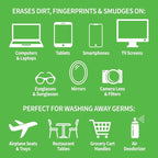 ForPro Professional Collection Erase Instant Glass & Screen Cleaner Kit, for TV Screens, Smartphones, Eyeglasses, Mirrors - Includes 3.3 Oz. Bottle and Microfiber Cleaning Cloth (Pack of 3)