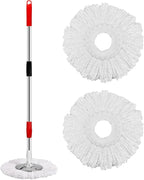 Mop and Bucket with Wringer Set 360° 3psc Microfiber Spin Mop with Bucket and Dual Mop Heads Self Wringing Spinning Mop (20QT) (1)