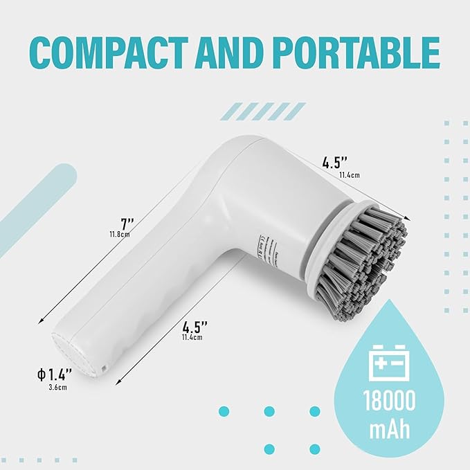 Electric Spin Scrubber,Cordless Cleaning Brush Scrubber for Home, IPX7 Waterproof with 5 Replaceable Brush Heads