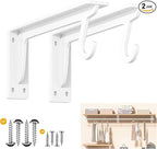 Closet Rod Support Bracket White WYGWP 13.5 inch Heavy Duty Shelf Brackets with Rod Holders Support 400lbs Wall Mounted Sturdy 2 Pack