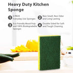 SCRUBIT Heavy Duty Scrub Sponge - Made from Tough Cellulose - Eco Friendly - Lasts for Months of Heavy Duty Kitchen Cleaning (12 Pack)