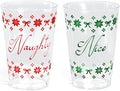 xo, Fetti Naughty + Nice Plastic Cups | 30 pcs 12 oz | Red Christmas Drinkware, Green Xmas Decorations, Clear Holiday Party Drinks, Friedsmas