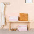 Large Storage Baskets for Shelves, Closet Organizers Bins for Clothes Blanket Towels, Baby Nursery, Toy Baskets Box, Woven Rope Baskets, 17 x 13 x 7.5”, 2 Packs Woven Pink
