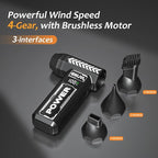 Compressed Air Duster-, 150000RPM 4-Gear Adjustable Super Power Mini Blower Electric Air Duster with LED Light,One-tap Booster with 8000mAh Rechargeable Battery, for PC, Car, House, Outdoor