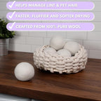Lavender Scented Wool Dryer Balls – 6 XL Pack – Natural Fabric Softener, Reusable, Reduces Static, Reduces Wrinkles & Shortens Drying Time, Made W/Essential Oil, 100% Pure Wool
