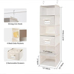 BrilliantJo 2 Pack 6 Shelves Hanging Closet Organizer with 2 Drawer, Hanging Storage with 4 Side Pockets for Clothes Shoes, 43.5"x12"x12"(Beige)