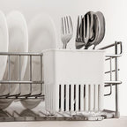 2PCS Utensil Drying Rack Hollow-Out Plastic Silverware Drying Basket with Hooks Utensil Caddy for Spoon Knife and Fork