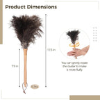 5 Pcs Bird Feather Dusters, Fluffy Feathers with Wooden Handle, Washable & Reusable Cleaning Supplies, Natural Non-Static Dusting for Home, Office, Car, 17.3" Long