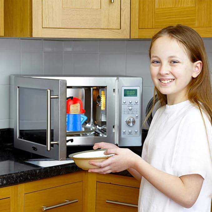 Abnaok Microwave Cleaner, Angry Mama Microwave Cleaner Microwave Oven Steam Cleaner Easily Clean in Minutes Cleans Add Vinegar and Water for Home or Office with English Manual (Blue)