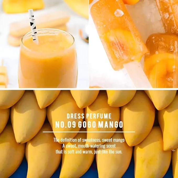 W.Dressroom No.09 Gogo Mango Living Clear Perfume, Body Mist & Fabric Spray Deodorizer, Alcohol-Free Water-Based, Odor Neutralizer for Clothes, Bedding & Room, Travel Size 2.36 oz