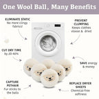 Wool Dryer Balls XL 6-Pack with Felt Box - 100% Pure Wool, Eco-Friendly Fabric Softener, Reduces Wrinkles & Drying Time, Anti-Static, Hypoallergenic, Reusable for 1000+ Loads (White Sheep)