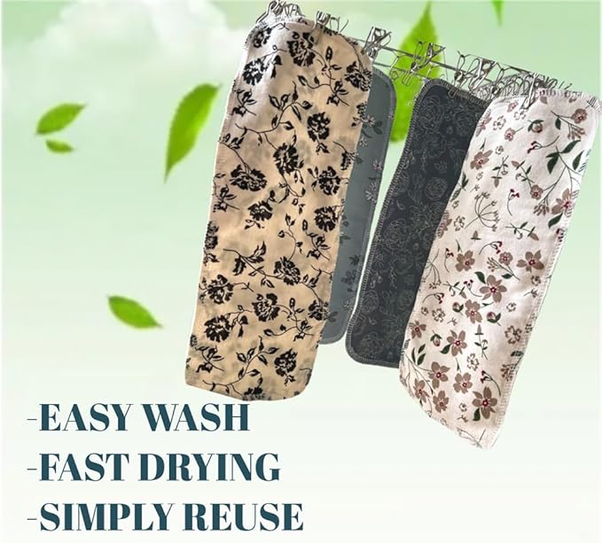Reusable Toilet Paper Towels 24 Count Roll,Washable Absorbent No Tear Bidet Towels Cotton Cloth,Zero Waste Cleaning Supplies for Bathroom(4 Colors Flower)